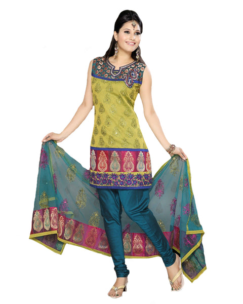 Innovative Teal Blue And Green Churidar Suit