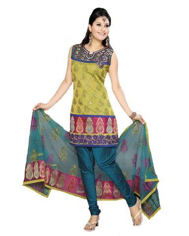 Innovative Teal Blue And Green Churidar Suit