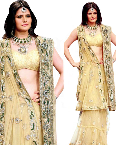Zarin Khan Cream Lehenga