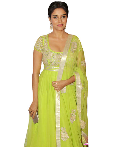 Green Net Anarkali Suit
