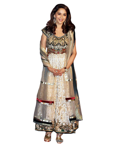 Embroidery Cream Net Suit