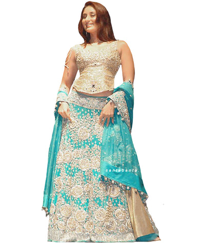 Sky blue,cream Bollywood Lehnga