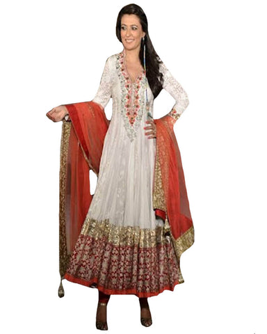 White & Orange Lehenga