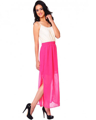 White & Pink Long Dress