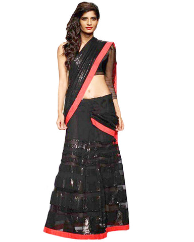 Bollywood Designer Black Lahunga Saree