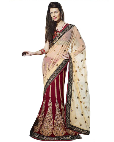 Maroon Designer Lehnga Saree