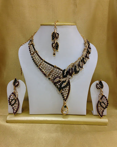 Stone Black & Golden Work Necklace