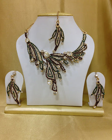 Designer Black & Silver Stone Work Necklace