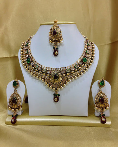 Golden Green Kundan Necklace