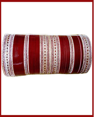 Wedding Maroon Stone Work Chuda