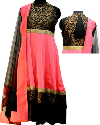 Black & pink brocade Anarkali