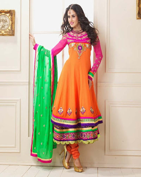 Orange Designer Anarkali Suit