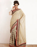 Beige Brown Silk Sari