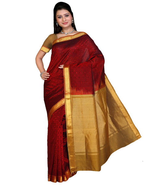 Deep Red Color Kanchivaram Silk Sari