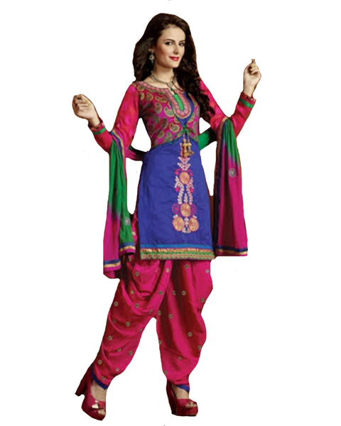 Blue and Magenta Cotton Suit