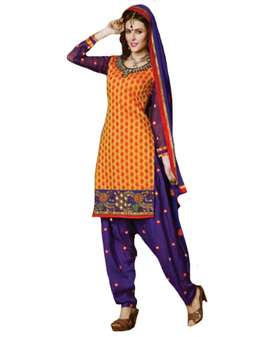 Orange and Purple Cotton Suit