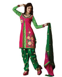 Magenta and Green Cotton Suit