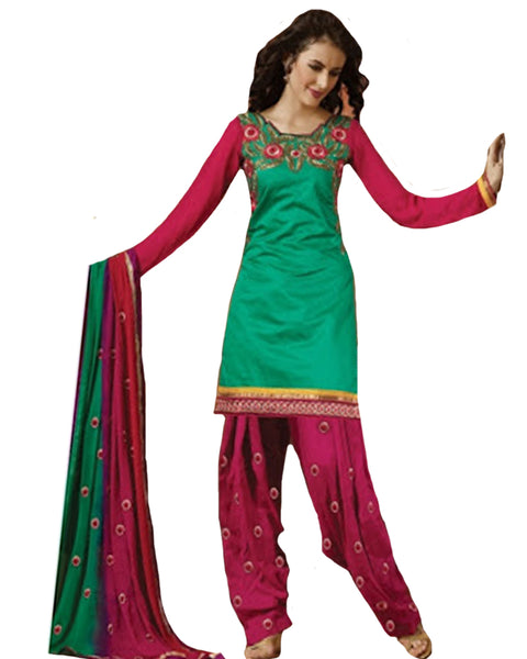 Green and Magenta Cotton Suit