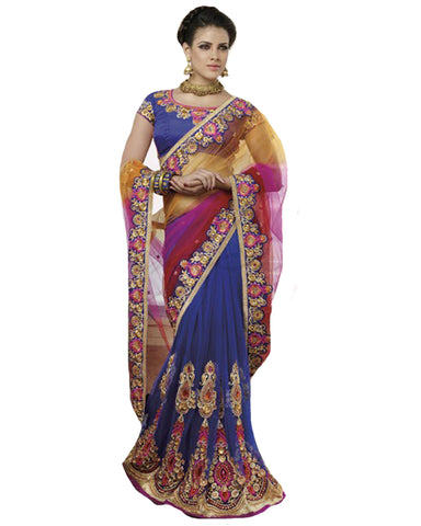 Designer blue lahenga Sari