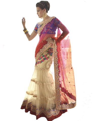 Designer Beige lahenga Sari