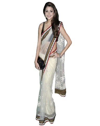 Bollywood Off White Net Saree