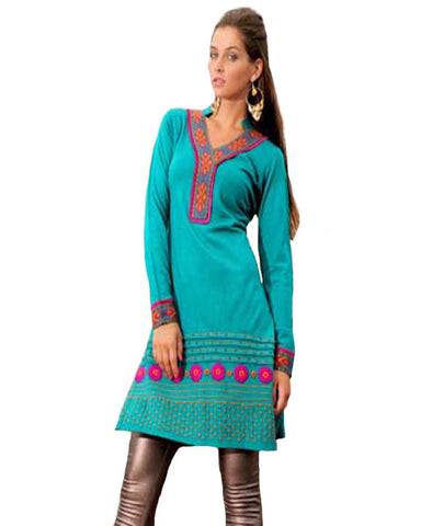 Woolen Greenish Blue Color Kurti