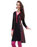 Woolen Black Color with Pink Embroided Kurti