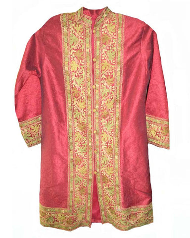 Traditionl Kashmiri Red Color Aari Long Jacket