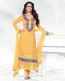 Yellow Color Chicken Work Long Salwar Suit