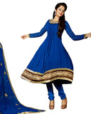Royal Blue Color With Front Pleats Work Long Anarkali Salwar Sui