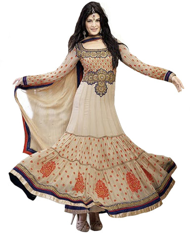 Beige/Rust Color Long Length Anarkali Suit