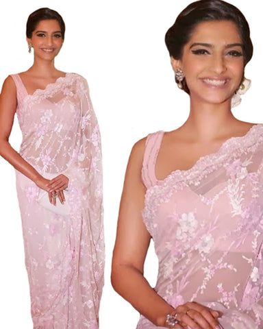 Bollywood Light Pink Color Sonam Kapoor Saree