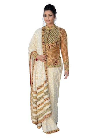 Bollywood Cream & Golden Color Aishwarya Saree