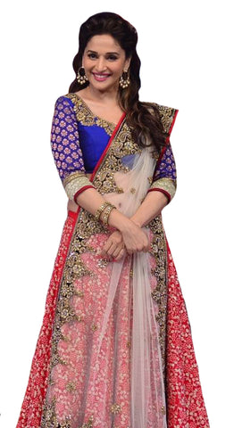 Bollywood Pink & Blue Madhuri Lehenga