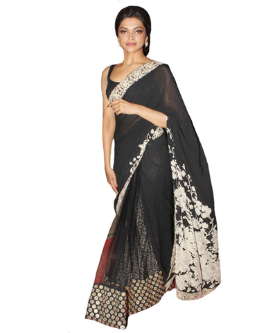 Bollywood Deepika Padukore Black Saree
