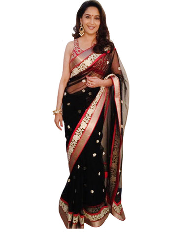 Bollywood Madhuri Dixit Black Saree