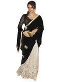Bollywood Huma Qureshi Off White/Black Saree