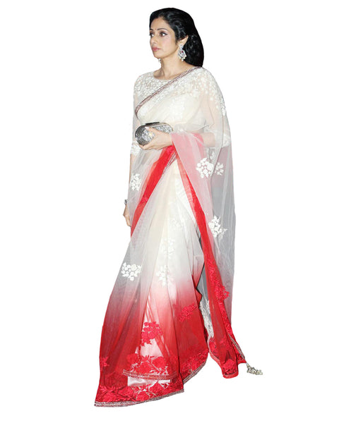 Bollywood Shree Devi White/Red Saree