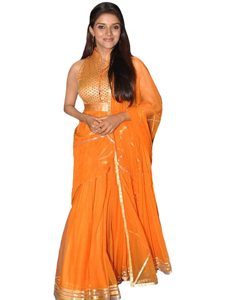 Bollywood Aassin Orange Anarkali Long Dress