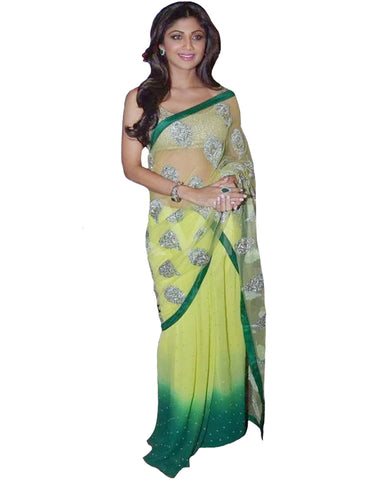 Bollywood Shilpa Green Shaded Saree