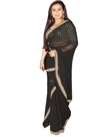 Bollywood Rani Mukharji Black Saree
