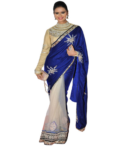 Bollywood Blue/Off White Saree