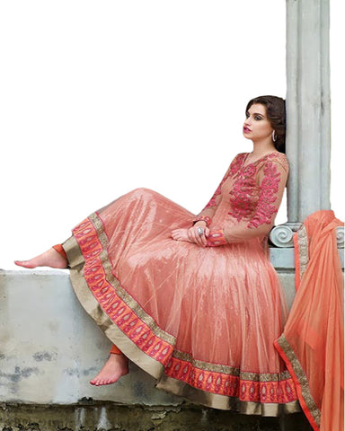 Peach Color Heavy Bottom Fall Long Length Anarkali Suit