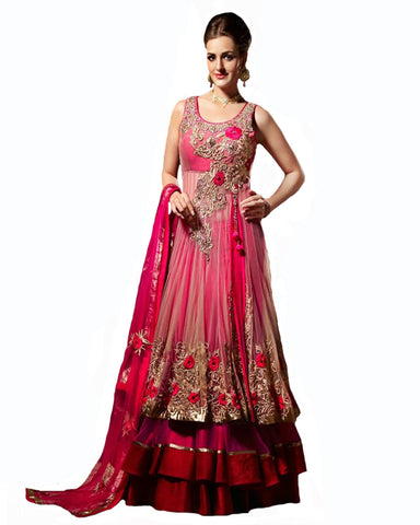 Exclusive Designer Pink Color Heavy Wedding Dress