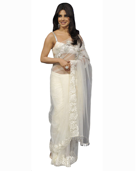 Bollywood Priyanka in Off White Saree