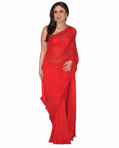 Bollywood Kareena Kapoor Bright Red Color Saree