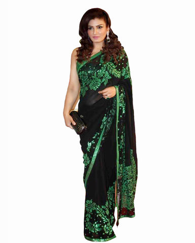 Bollywood Raveena Black Color Saree