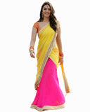 Bollywood Hansika Motwani Yellow/Pink Color Lehenga