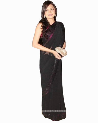 Bollywoo Drashti Dhami Black Color Saree