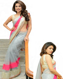 Bollywood Shraddha Das Grey Color Net Saree